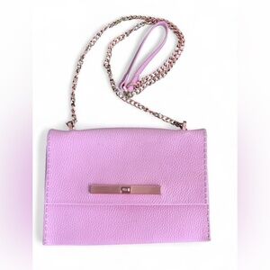 Ted Baker London Pink Pebble Leather and Rose Gold Chain Shoulder Bag